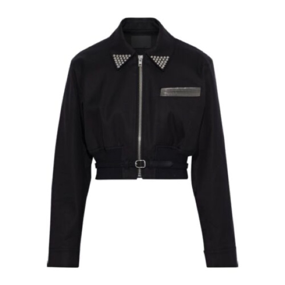 Alexander Wang Cropped Studded Collared Jacket - Picture 1 of 6